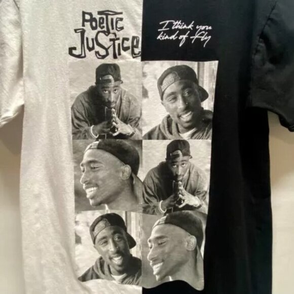 Tupac Shakur Poetic Justice Tee Chemistry Large Blk White Shirt Rap Artist 2 Pac - Picture 3 of 6